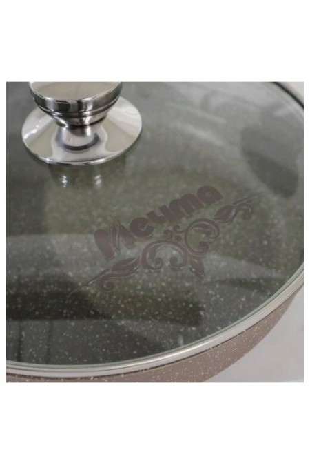 Сковорода Мечта Гранит Brown с028806 с крышкой съемная ручка 28 см (коричневый) 6