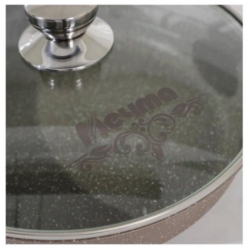 Сковорода Мечта Гранит Brown с028806 с крышкой съемная ручка 28 см (коричневый) 6