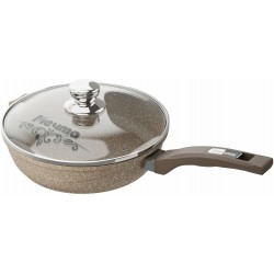 Сковорода Мечта Гранит Brown с28806 с крышкой не съемная ручка 28 см (коричневый)