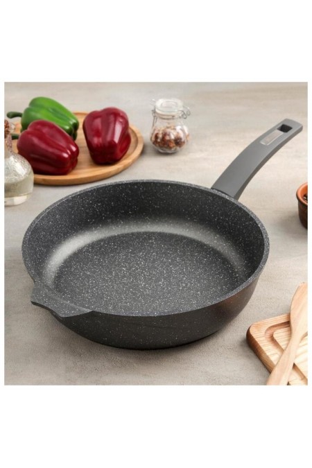 Сковорода Мечта Гранит С28701 с крышкой не съемная ручка 28 см (серый) 9