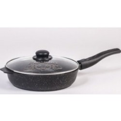 Сковорода Мечта Гранит Star с22803 с крышкой не съемная ручка 22 см (темно-синий)