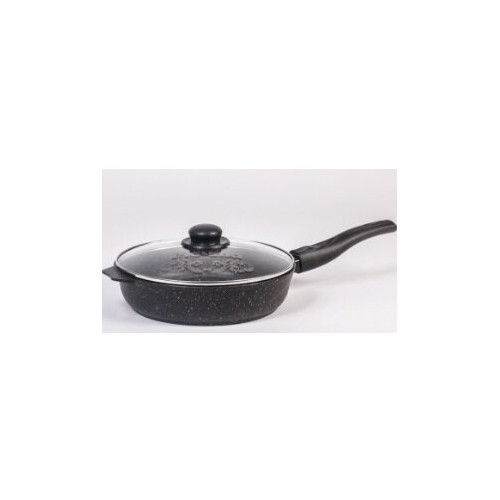 Сковорода Мечта Гранит Star с22803 с крышкой не съемная ручка 22 см (темно-синий) 