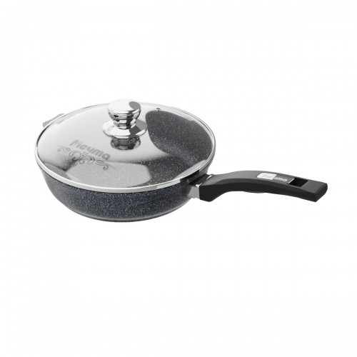 Сковорода Мечта Гранит Star с28803 с крышкой не съемная ручка 28 см (темно-синий) 