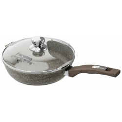 Сковорода Мечта Premium (mokko) С22902 с несъемной ручкой и стеклянной крышкой 22 см (черный)