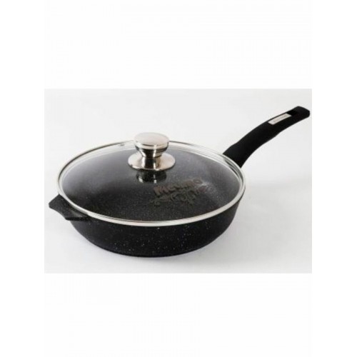 Сковорода Мечта С28802 Гранит black с несъемной ручкой и стеклянной крышкой 28 см (черный) 1