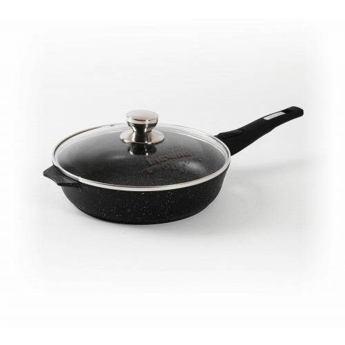 Сковорода Мечта С28802 Гранит black с несъемной ручкой и стеклянной крышкой 28 см (черный) 4