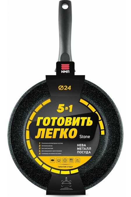Сковорода НЕВА МЕТАЛЛ ПОСУДА 24 &quot Готовить легко&quot GL2124 24 см (серый) 1