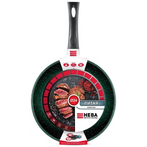 Сковорода НЕВА МЕТАЛЛ ПОСУДА Каменная 16124 24 см (черный) 4