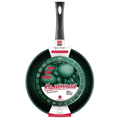 Сковорода НЕВА МЕТАЛЛ ПОСУДА Каменная 16124 24 см (черный) 5