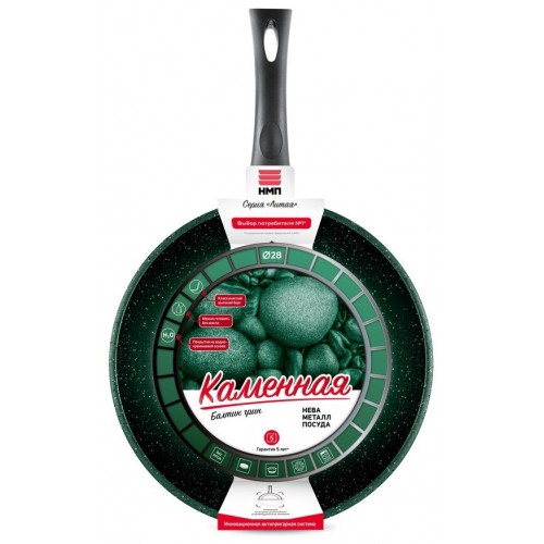 Сковорода НЕВА МЕТАЛЛ ПОСУДА Каменная 16128 28 см (черный) 2