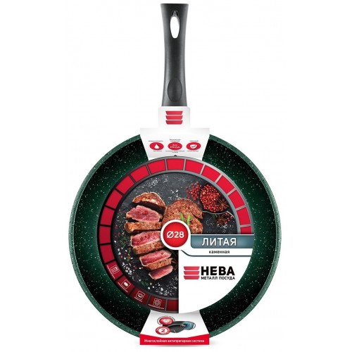 Сковорода НЕВА МЕТАЛЛ ПОСУДА Каменная 16128 28 см (черный) 3