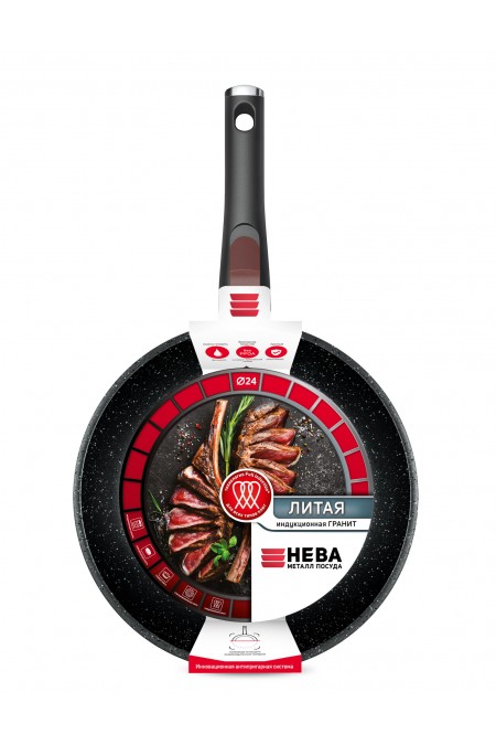 Сковорода НЕВА МЕТАЛЛ ПОСУДА L18024i съемная ручка 24 см (черный) 3
