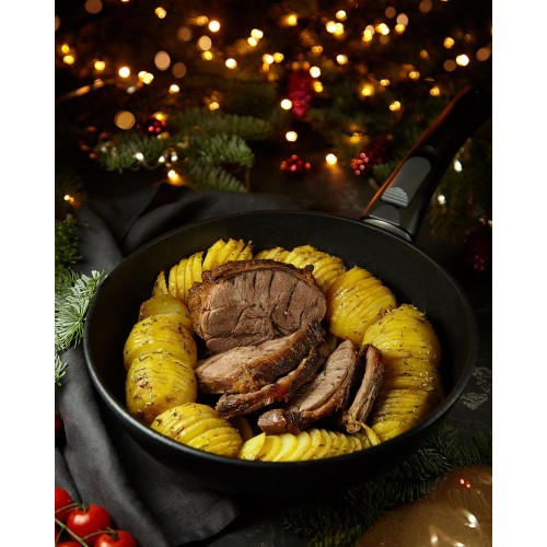 Сковорода НЕВА МЕТАЛЛ ПОСУДА Особенная 90 съемная ручка 24 см (черный) 