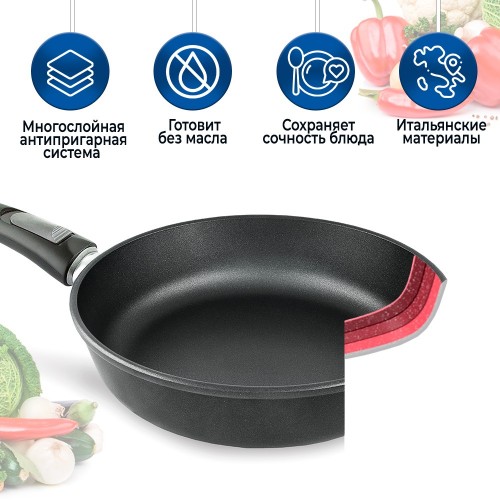 Сковорода НЕВА МЕТАЛЛ ПОСУДА Особенная 9022 съемная ручка 22 см (черный) 5