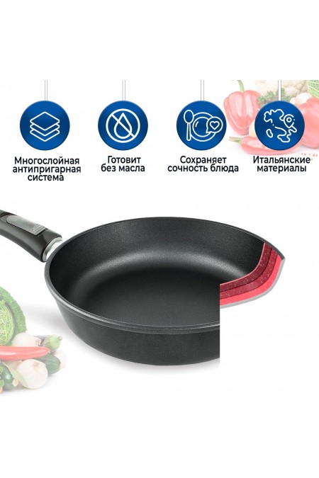 Сковорода НЕВА МЕТАЛЛ ПОСУДА Особенная 9026 съемная ручка 26 см (черный) 8