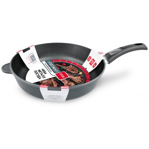 Сковорода НЕВА МЕТАЛЛ ПОСУДА Особенная 9028 съемная ручка 28 см (черный) 2