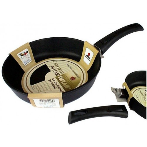 Сковорода НЕВА МЕТАЛЛ ПОСУДА Особенная 9028 съемная ручка 28 см (черный) 4
