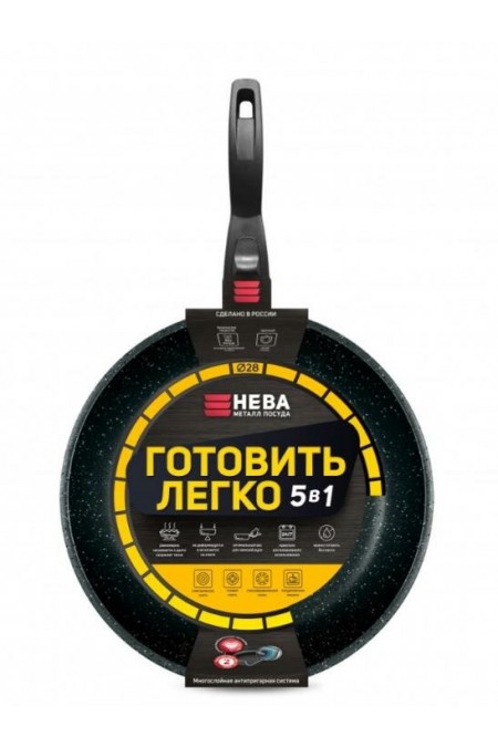 Сковорода НЕВА МЕТАЛЛ ПОСУДА &quot Готовить легко&quot GL2028 съемная ручка 28 см (серый) 