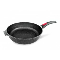 Сковорода НЕВА МЕТАЛЛ ПОСУДА " Каменная" 18030 со съемной ручкой 30 см (черный гранит)