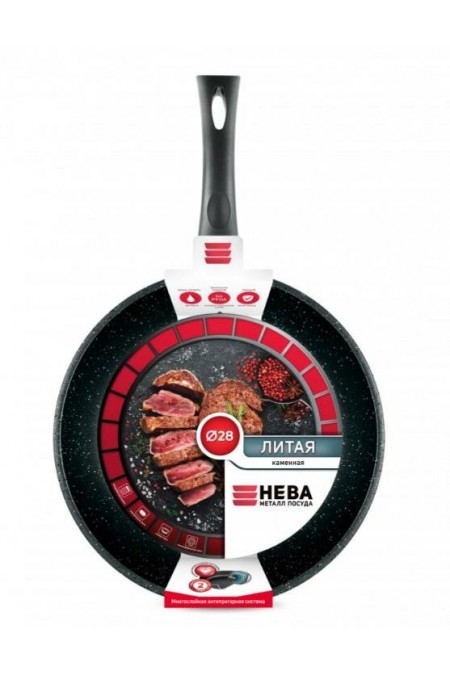 Сковорода НЕВА МЕТАЛЛ ПОСУДА &quot Каменная&quot 18128 28 см (черный гранит) 
