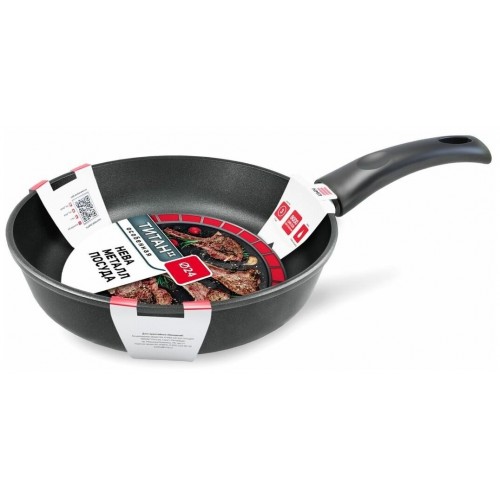 Сковорода НЕВА МЕТАЛЛ ПОСУДА Титан 9124 24 см (черный) 2