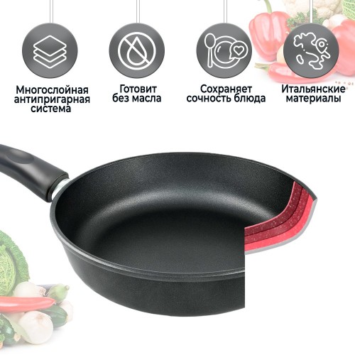 Сковорода НЕВА МЕТАЛЛ ПОСУДА Титан 9124 24 см (черный) 7