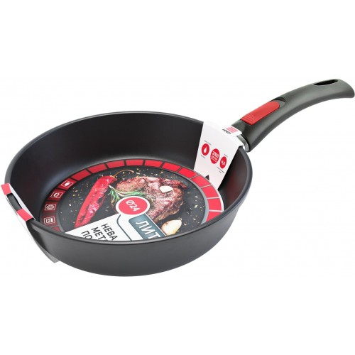 Сковорода НЕВА МЕТАЛЛ ПОСУДА Традиционная 6024 съемная ручка 24 см (черный) 2