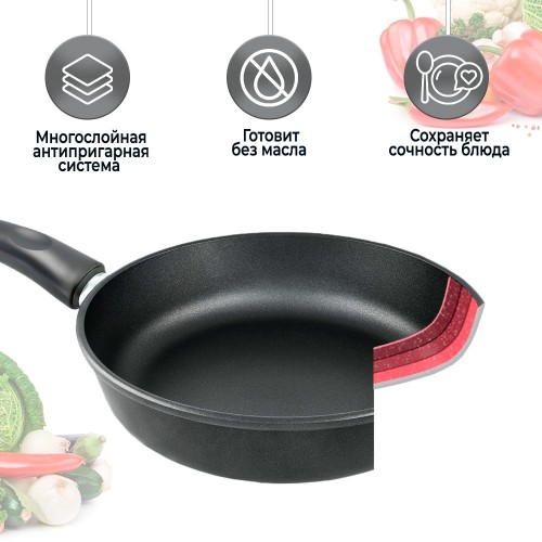 Сковорода НЕВА МЕТАЛЛ ПОСУДА Традиционная 6128 28 см (черный) 5