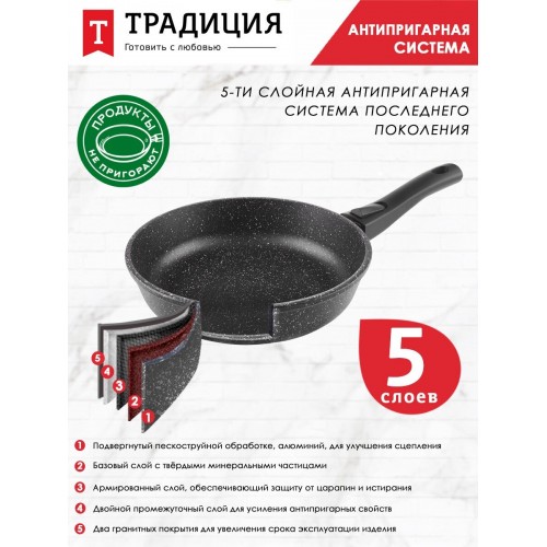 Сковорода Традиция Гранит ТГ2225 съемная ручка 22 см (черный) 8