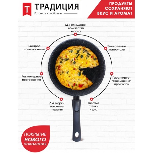 Сковорода Традиция Гранит ТГ2225 съемная ручка 22 см (черный) 9