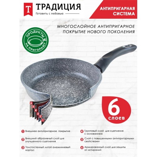 Сковорода Традиция Мрамор ТМ2201 20 см (черный) 9