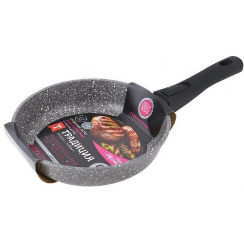 Сковорода Традиция Мрамор ТМ2225И съемная ручка 22 см (серый) 