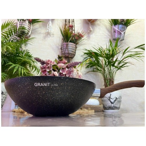 Сковорода-вок Kukmara Granit Ultra свк280а не съемная ручка 28 см (черный) 1