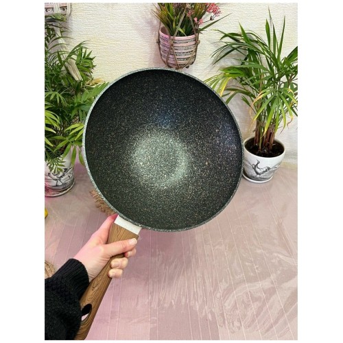 Сковорода-вок Kukmara Granit Ultra свк280а не съемная ручка 28 см (черный) 2