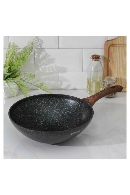 Сковорода-вок Kukmara Granit ultra свкгг280а не съемная ручка 28 см (синий) 1