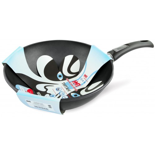 Сковорода-вок НЕВА МЕТАЛЛ ПОСУДА Титан 3126W съемная ручка 26 см (черный) 3