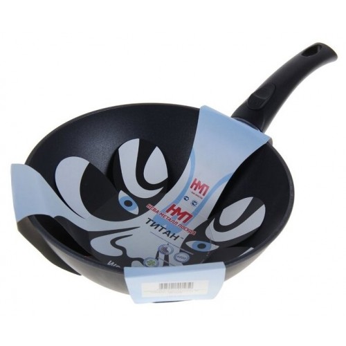 Сковорода-вок НЕВА МЕТАЛЛ ПОСУДА Титан 3126W съемная ручка 26 см (черный) 6