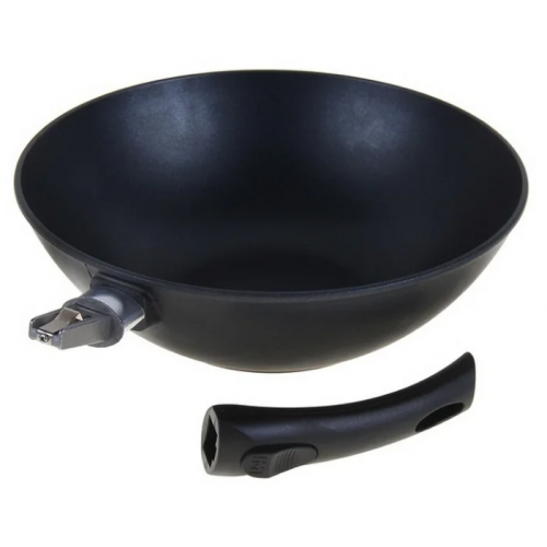 Сковорода-вок НЕВА МЕТАЛЛ ПОСУДА Титан 3126W съемная ручка 26 см (черный) 8