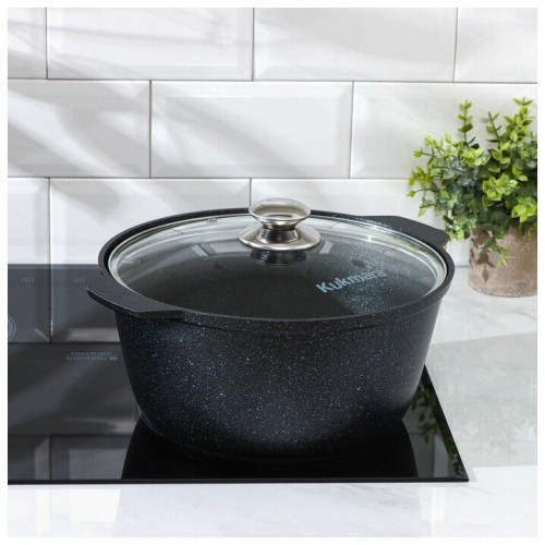 Кастрюля-жаровня Kukmara Мраморная жмт528а 5 л (темный мрамор) 6