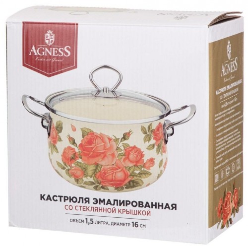 Кастрюля Agness 915-135 1.5 л (корейская роза) 2
