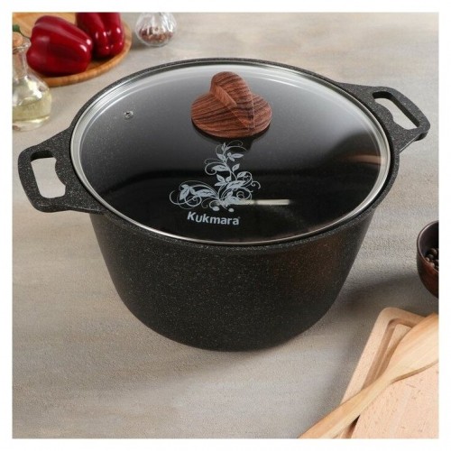 Кастрюля Kukmara Granit ultra кго102а со стеклянной крышкой 10 л (серый) 1