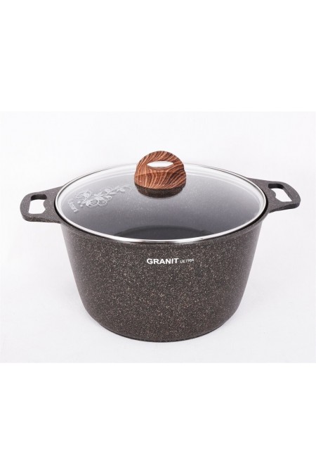 Кастрюля Kukmara Granit ultra кго82а со стеклянной крышкой 8 л (черный) 