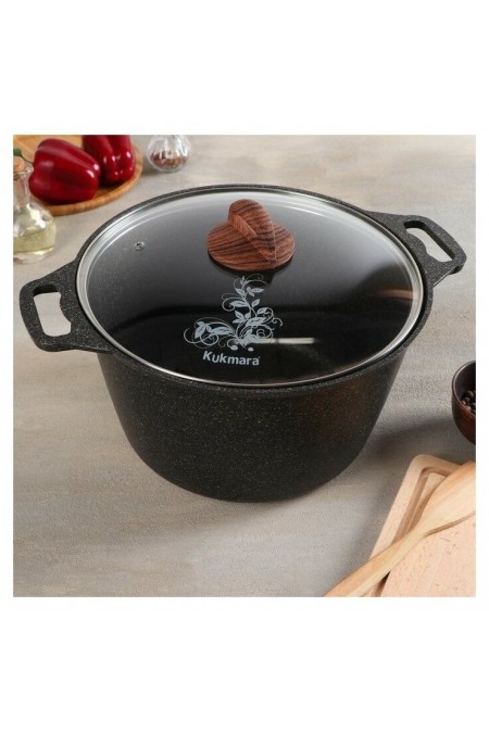 Кастрюля Kukmara Granit ultra кго82а со стеклянной крышкой 8 л (черный) 4
