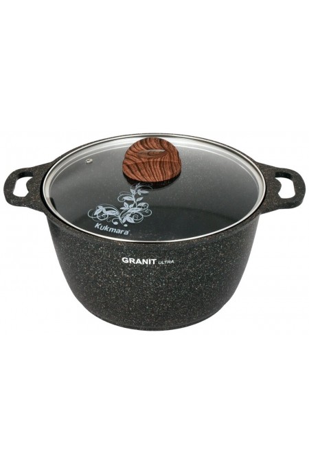 Кастрюля Kukmara Granit ultra кго82а со стеклянной крышкой 8 л (черный) 8