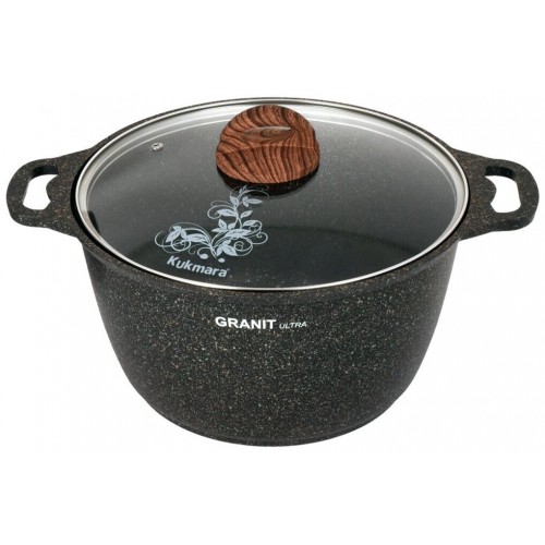 Кастрюля Kukmara Granit ultra кго82а со стеклянной крышкой 8 л (черный) 8