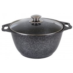 Кастрюля Kukmara Marble Induction кмти32а со стеклянной крышкой 3 л (темный мрамор)