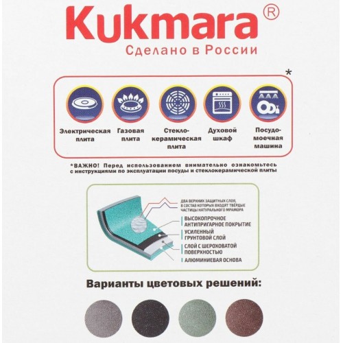 Кастрюля Kukmara Marble Induction кмти32а со стеклянной крышкой 3 л (темный мрамор) 6