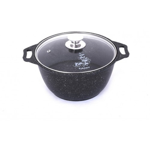 Кастрюля Kukmara Мраморная кмт102-1а со стеклянной крышкой 10 л (темный мрамор) 