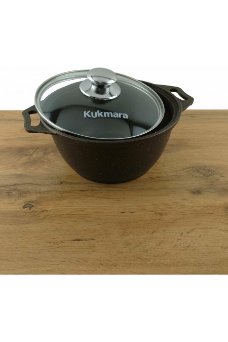 Кастрюля Kukmara Мраморная кмт102-1а со стеклянной крышкой 10 л (темный мрамор) 6
