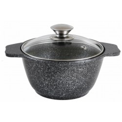 Кастрюля Kukmara Мраморная кмт12а со стеклянной крышкой 1 л (темный мрамор)